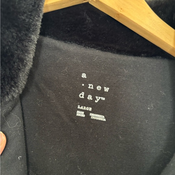 Quarter Zip Black Faux Fur Jacket - Picture 2 of 5